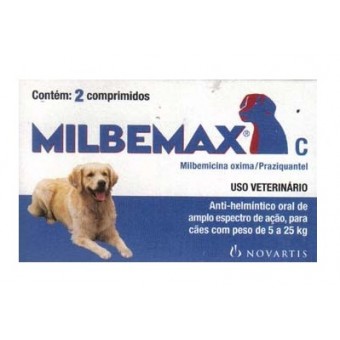 Milbemax Cães 5 a 25 Kg - 2 comp Milbemax Cães 5 a 25 Kg - 2 comp